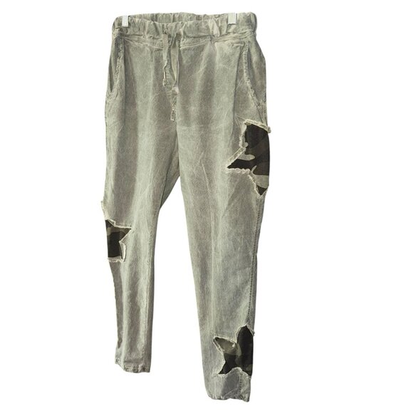Tempo Paris Gray Jogger Pants With Camo Star Patches - Picture 5 of 12